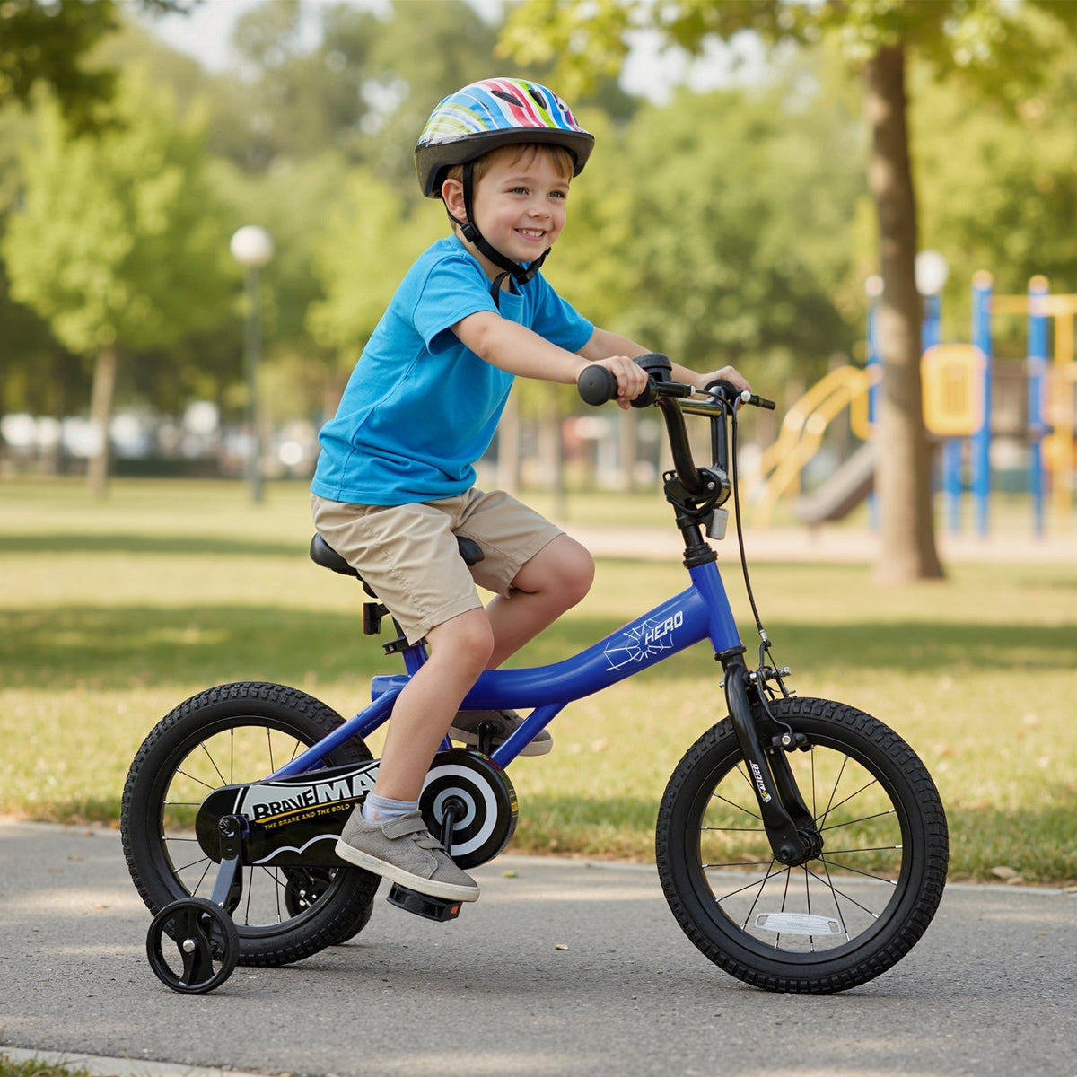 Kids Bike 14-Inch with Removable Training Wheels NavyKids BikeTorqelo.com