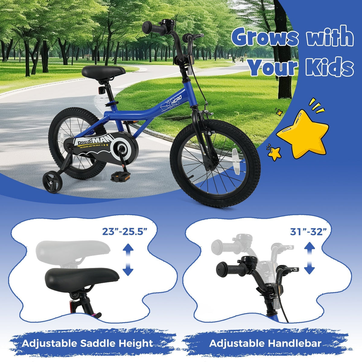 Kids Bike 14-Inch with Removable Training Wheels NavyKids BikeTorqelo.com
