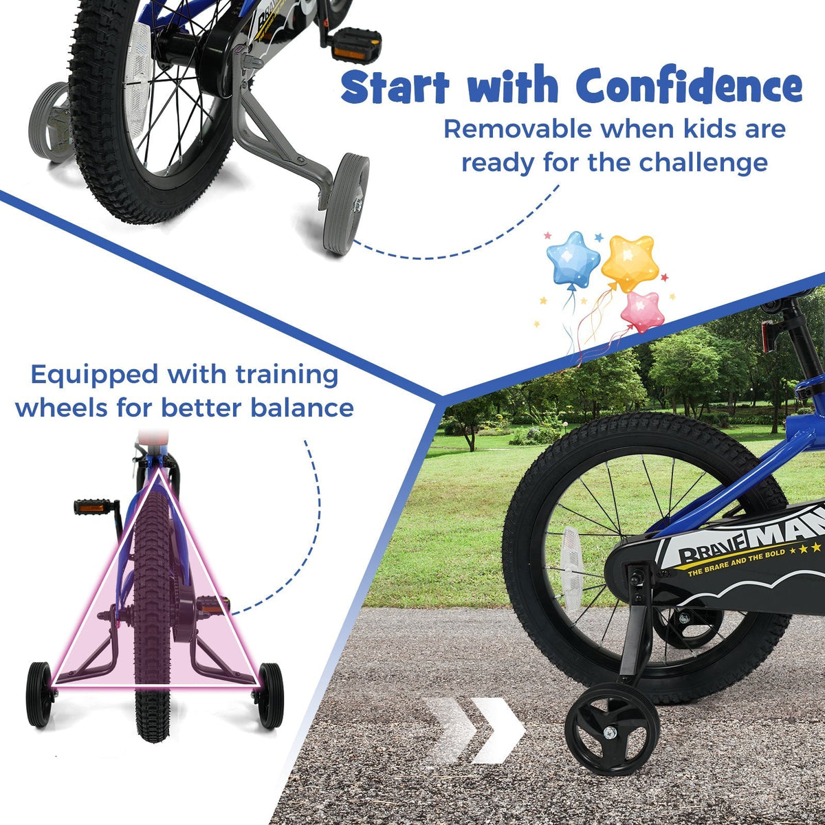 Kids Bike 14-Inch with Removable Training Wheels NavyKids BikeTorqelo.com