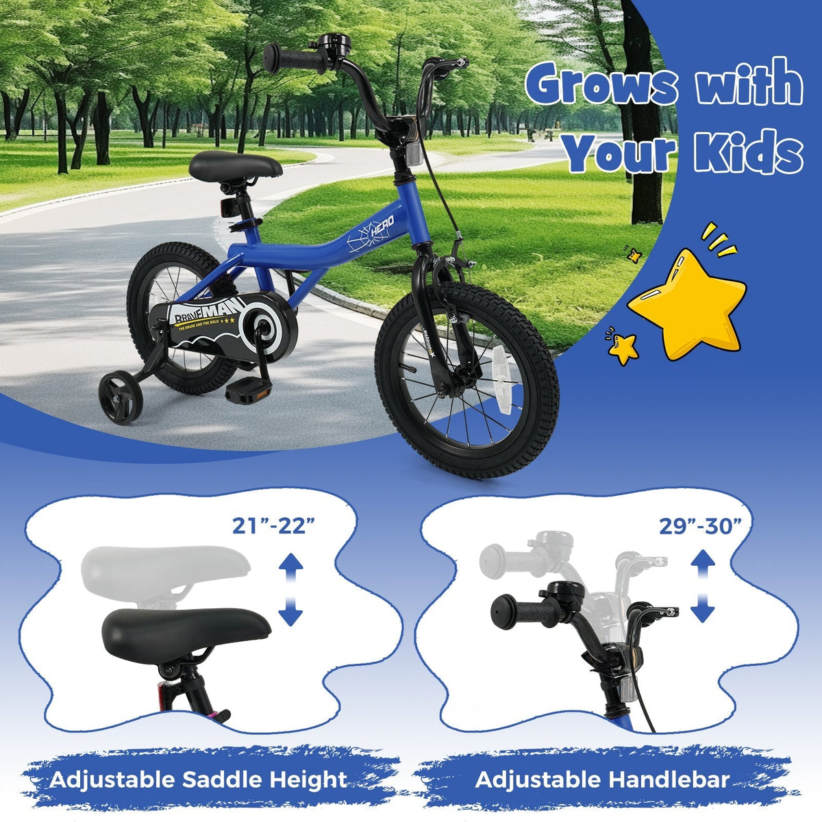 Kids Bike 14-Inch with Removable Training Wheels NavyKids BikeTorqelo.com