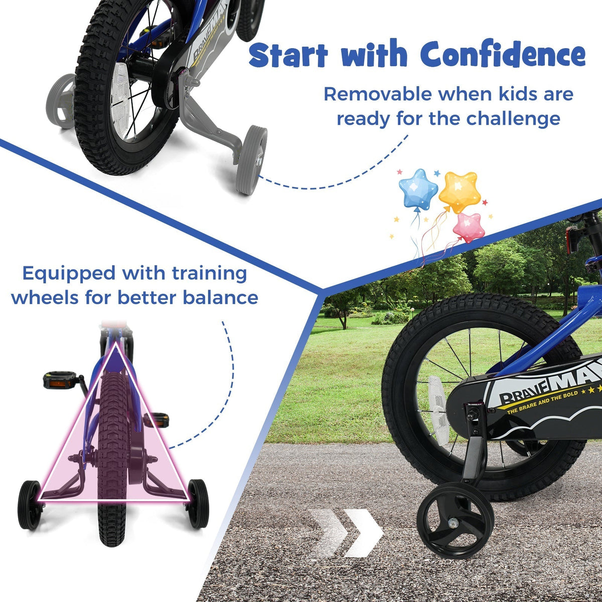 Kids Bike 14-Inch with Removable Training Wheels NavyKids BikeTorqelo.com