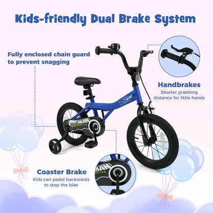 Kids Bike 14-Inch with Removable Training Wheels NavyKids BikeTorqelo.com