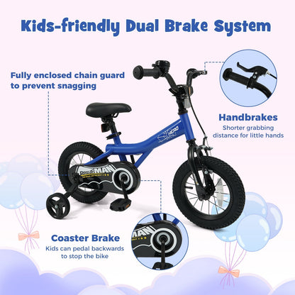 Kids Bike 14-Inch with Removable Training Wheels NavyKids BikeTorqelo.com