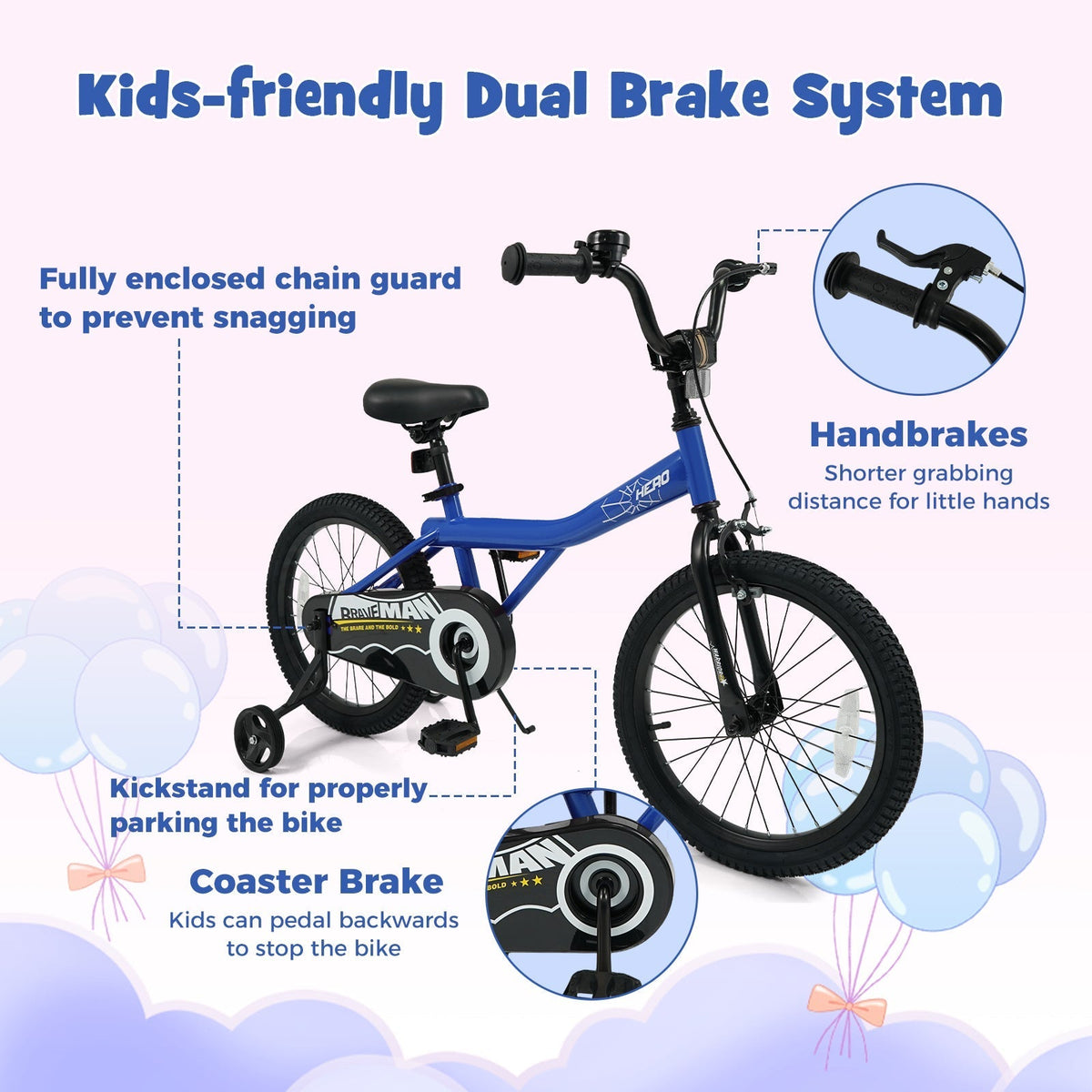Kids Bike 14-Inch with Removable Training Wheels NavyKids BikeTorqelo.com