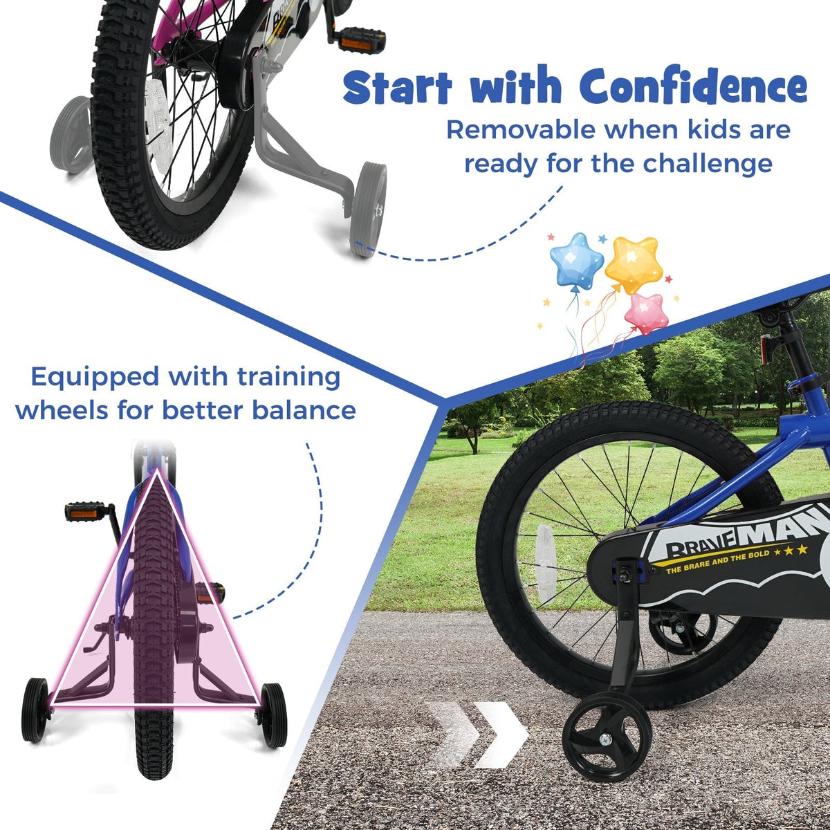 Kids Bike 14-Inch with Removable Training Wheels NavyKids BikeTorqelo.com