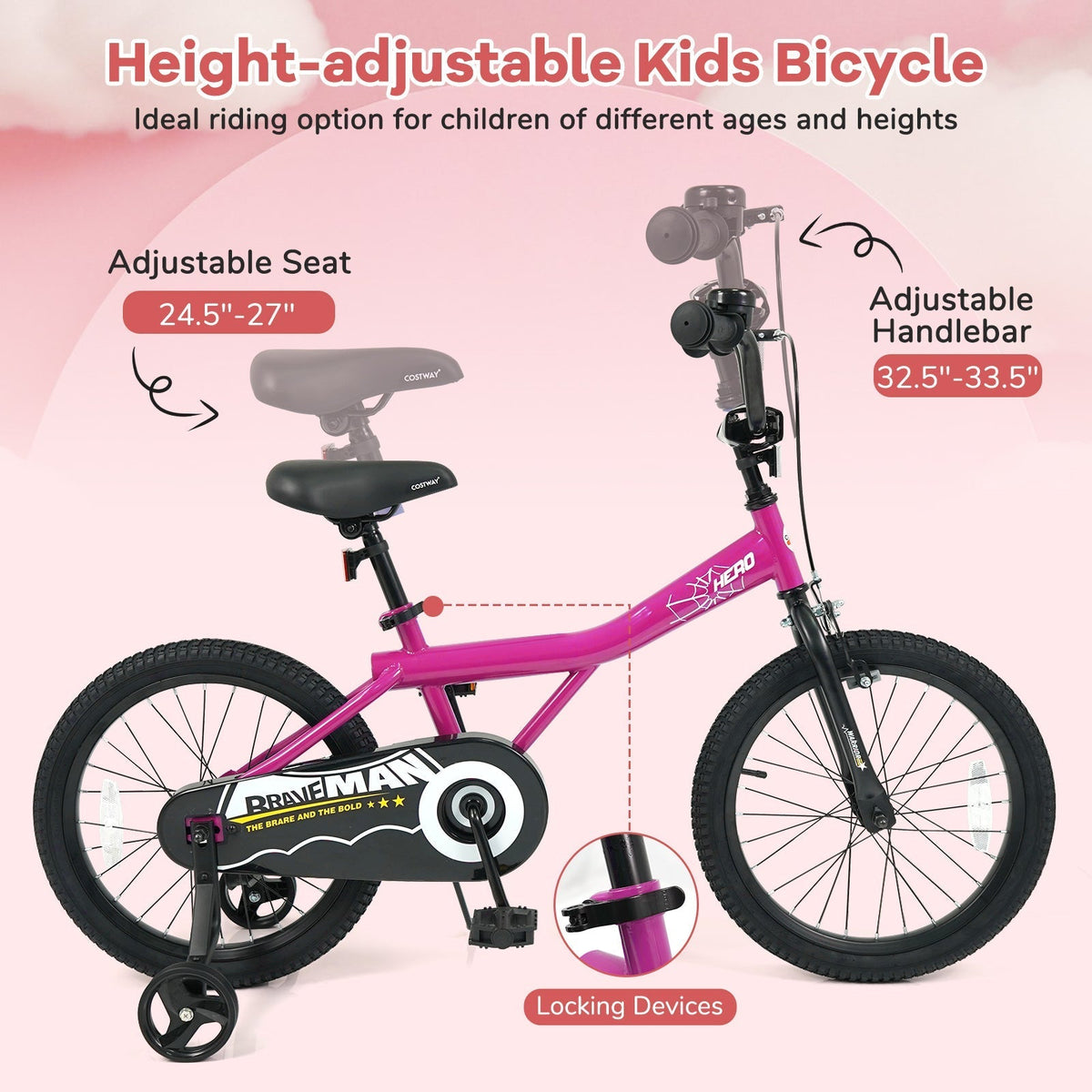 Kids Bike 14-Inch with Removable Training Wheels PinkKids BikeTorqelo.com