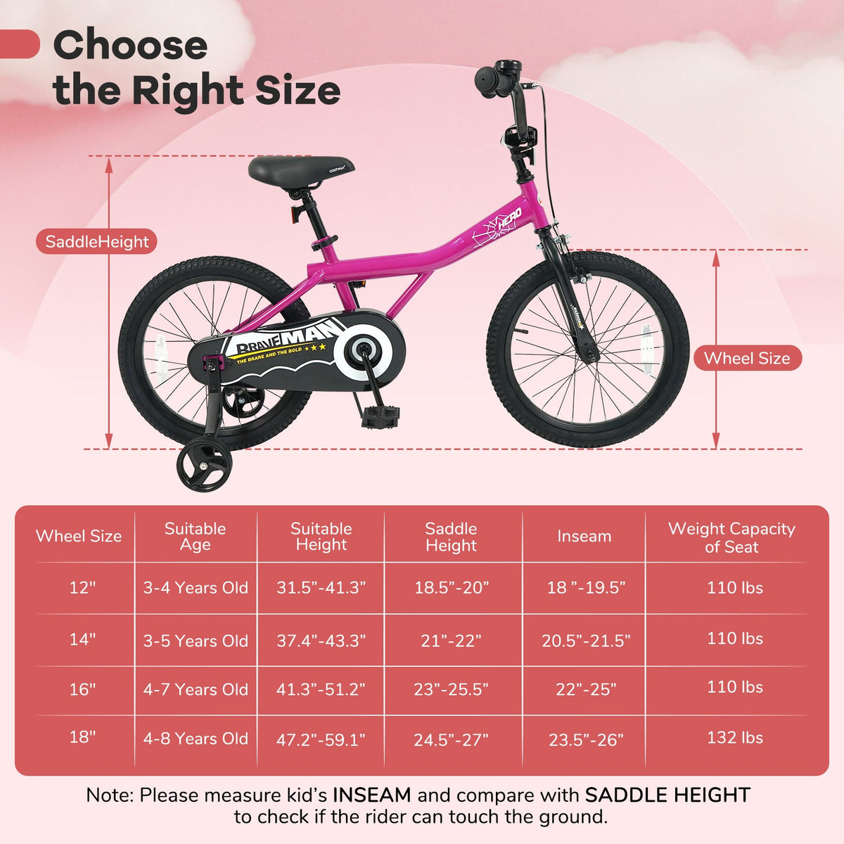 Kids Bike 14-Inch with Removable Training Wheels PinkKids BikeTorqelo.com