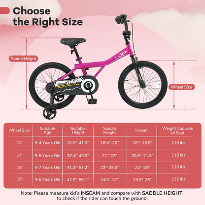 Kids Bike 14-Inch with Removable Training Wheels PinkKids BikeTorqelo.com