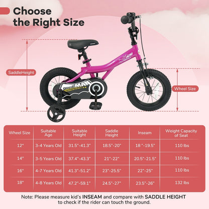 Kids Bike 14-Inch with Removable Training Wheels PinkKids BikeTorqelo.com