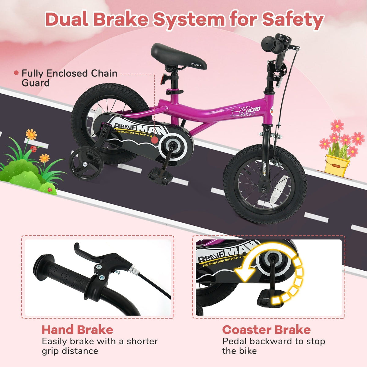 Kids Bike 14-Inch with Removable Training Wheels PinkKids BikeTorqelo.com