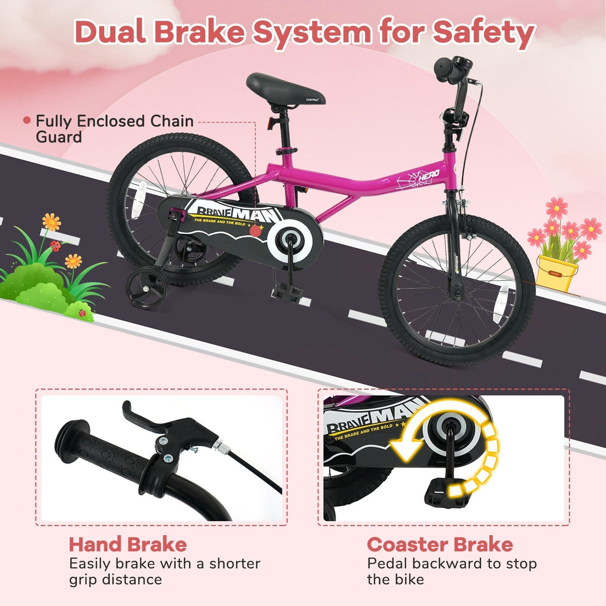 Kids Bike 14-Inch with Removable Training Wheels PinkKids BikeTorqelo.com