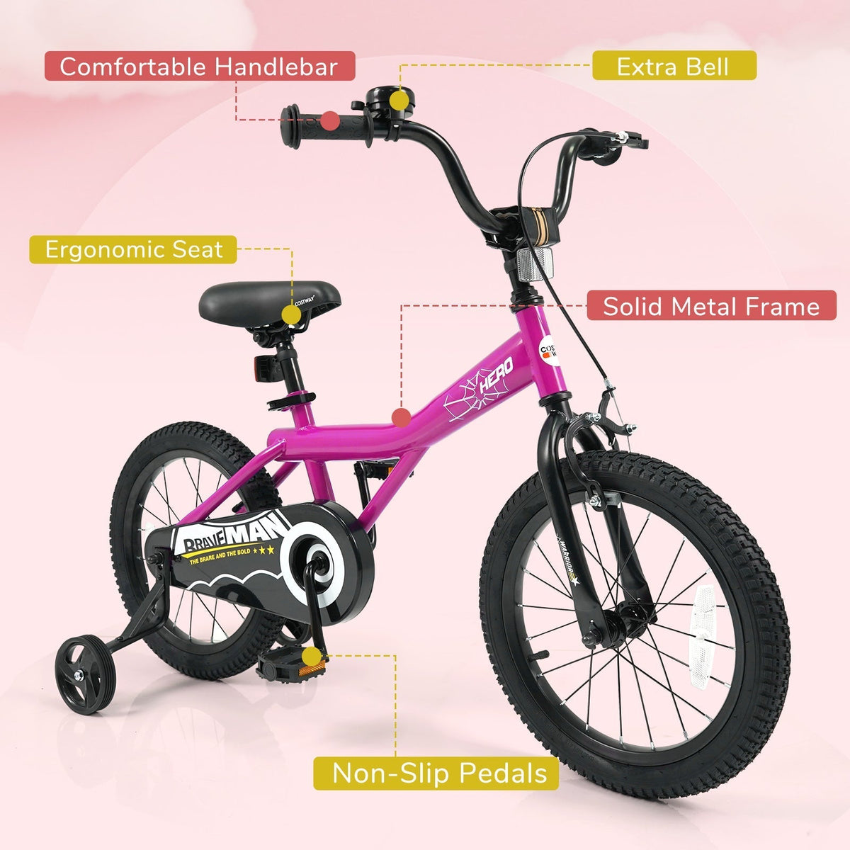 Kids Bike 14-Inch with Removable Training Wheels PinkKids BikeTorqelo.com