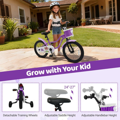Kids Bike with Training Wheels 12-18 Inch - PurpleKids BikeTorqelo.com