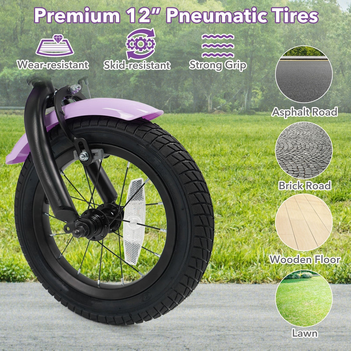 Kids Bike with Training Wheels 12-18 Inch - PurpleKids BikeTorqelo.com