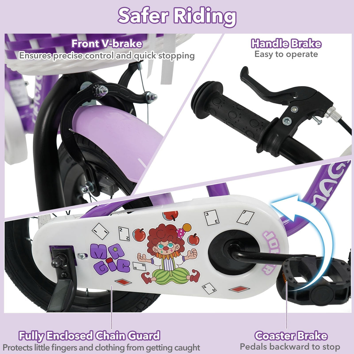 Kids Bike with Training Wheels 12-18 Inch - PurpleKids BikeTorqelo.com