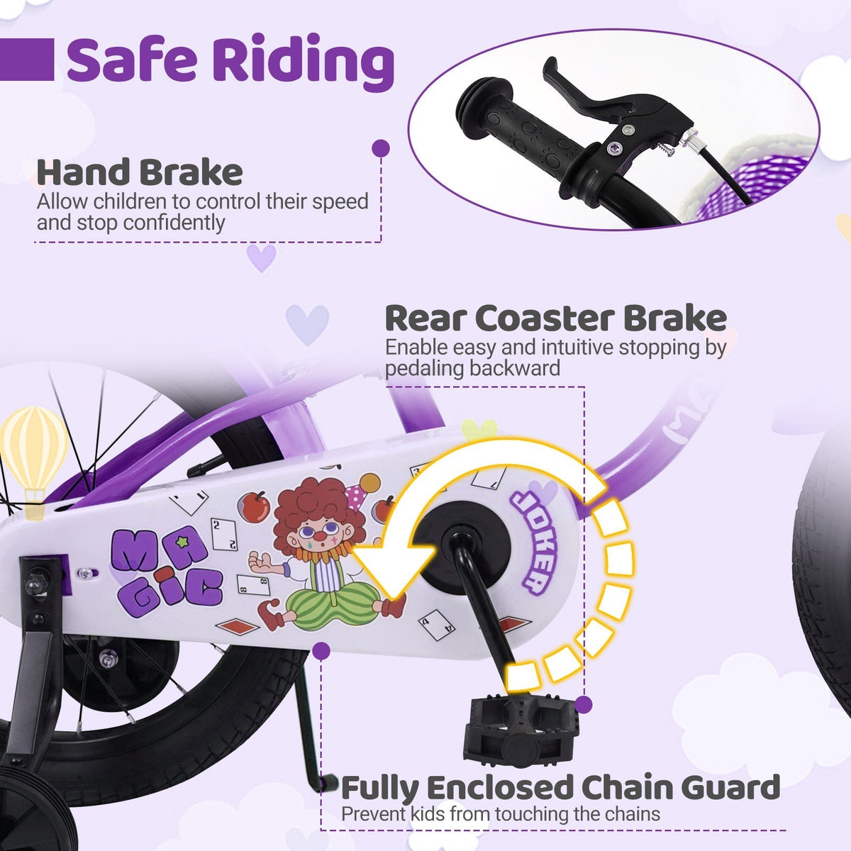 Kids Bike with Training Wheels 12-18 Inch - PurpleKids BikeTorqelo.com