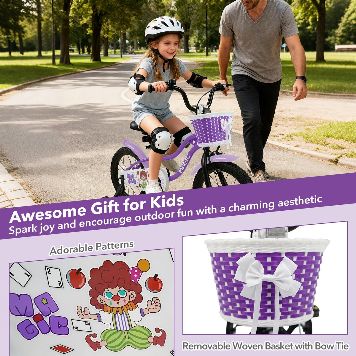 Kids Bike with Training Wheels 12-18 Inch - PurpleKids BikeTorqelo.com