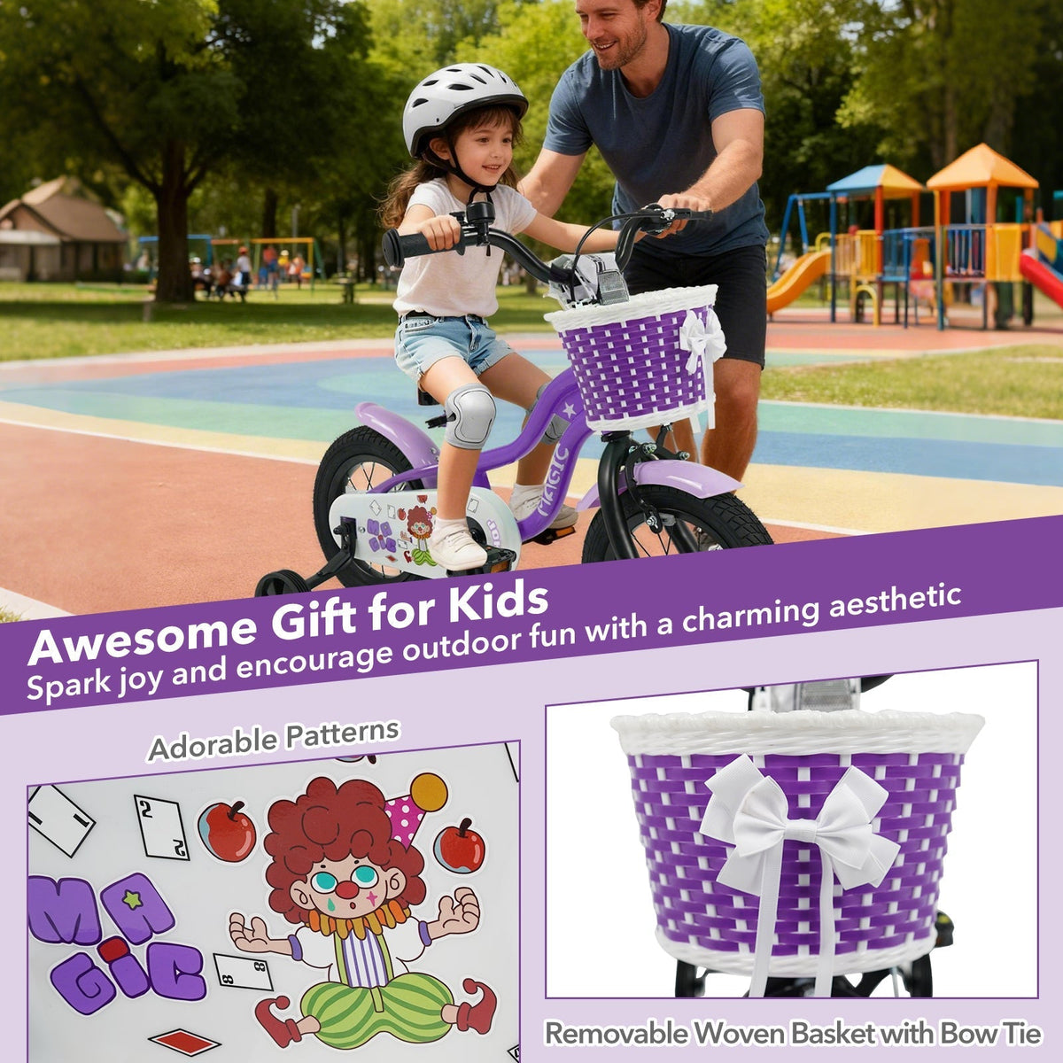 Kids Bike with Training Wheels 12-18 Inch - PurpleKids BikeTorqelo.com
