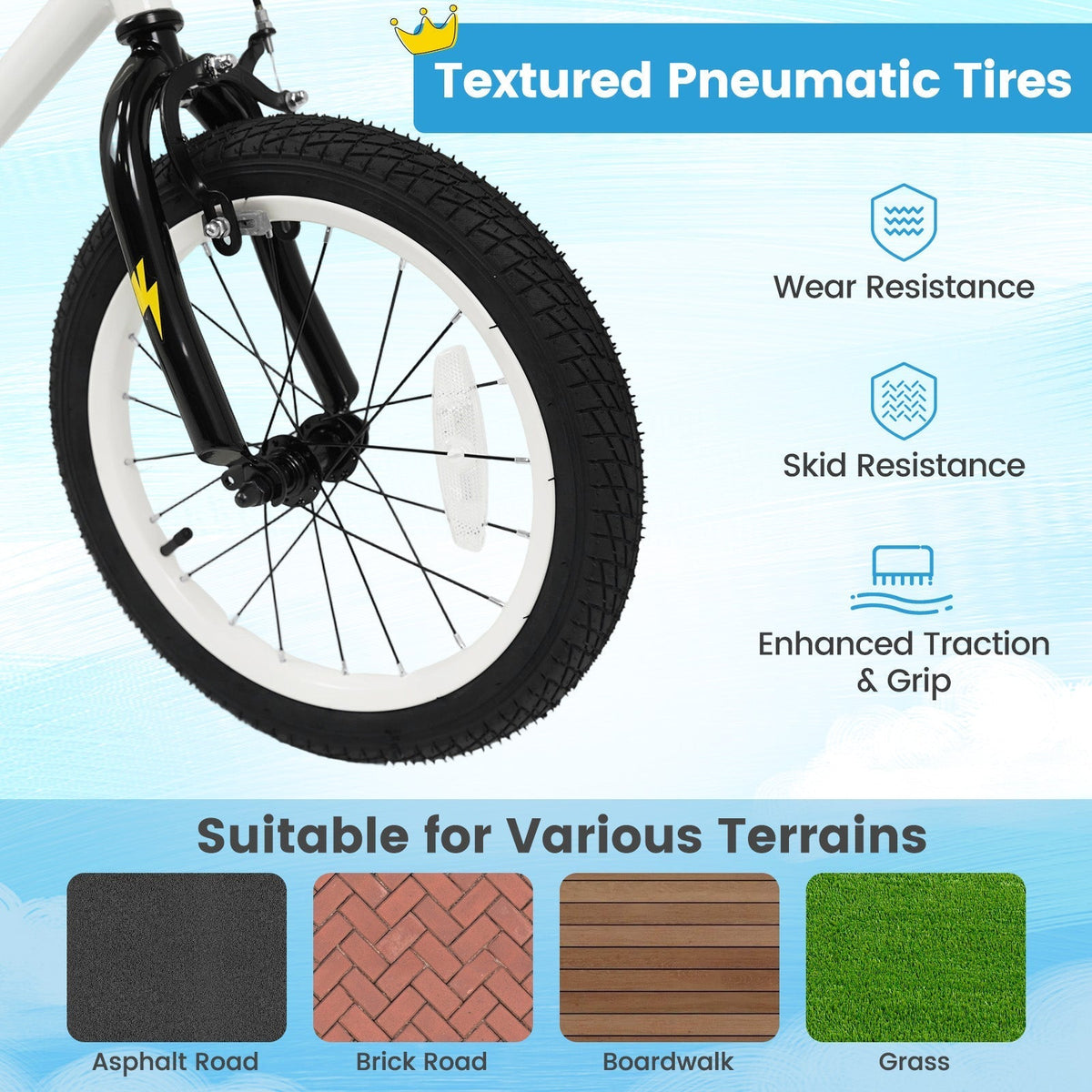 Kids Bike with Training Wheels 12-18 Inch WhiteKids BikeTorqelo.com