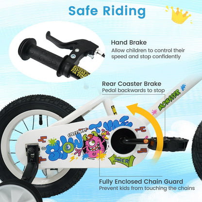Kids Bike with Training Wheels 12-18 Inch WhiteKids BikeTorqelo.com