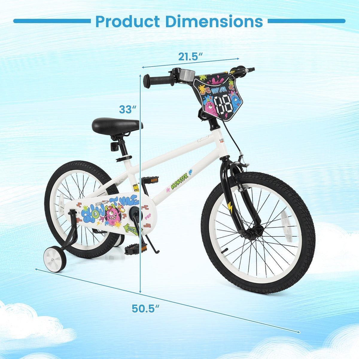 Kids Bike with Training Wheels 12-18 Inch WhiteKids BikeTorqelo.com