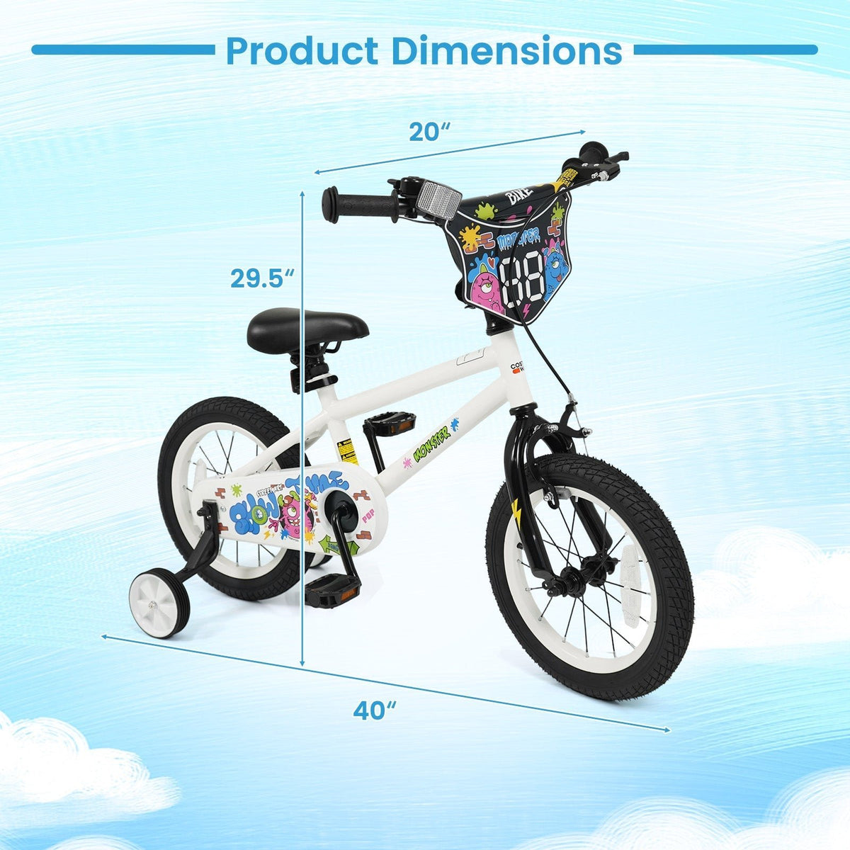 Kids Bike with Training Wheels 12-18 Inch WhiteKids BikeTorqelo.com