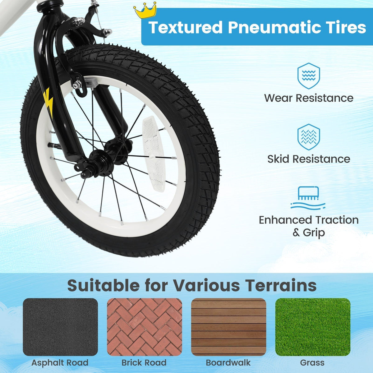 Kids Bike with Training Wheels 12-18 Inch WhiteKids BikeTorqelo.com
