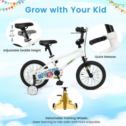 Kids Bike with Training Wheels 12-18 Inch WhiteKids BikeTorqelo.com