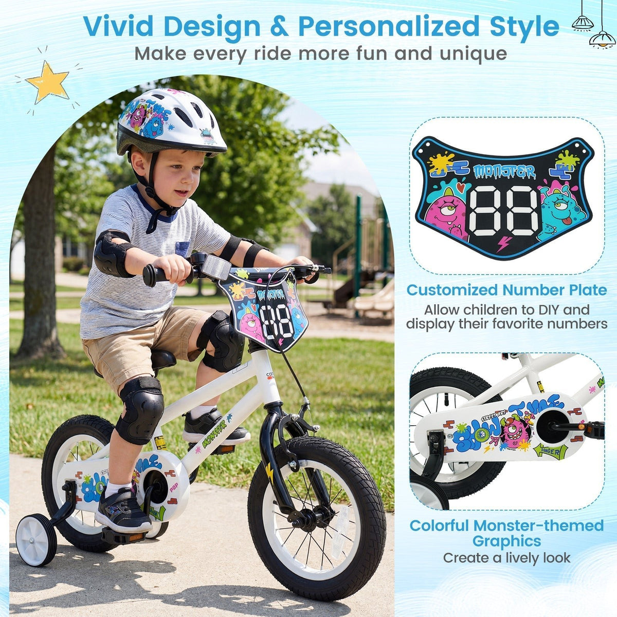 Kids Bike with Training Wheels 12-18 Inch WhiteKids BikeTorqelo.com