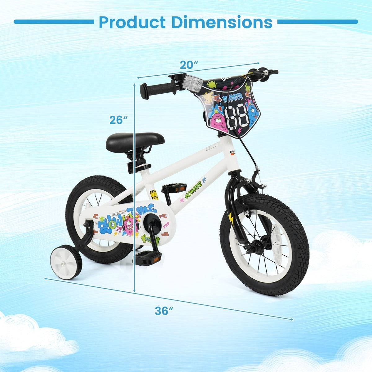 Kids Bike with Training Wheels 12-18 Inch WhiteKids BikeTorqelo.com
