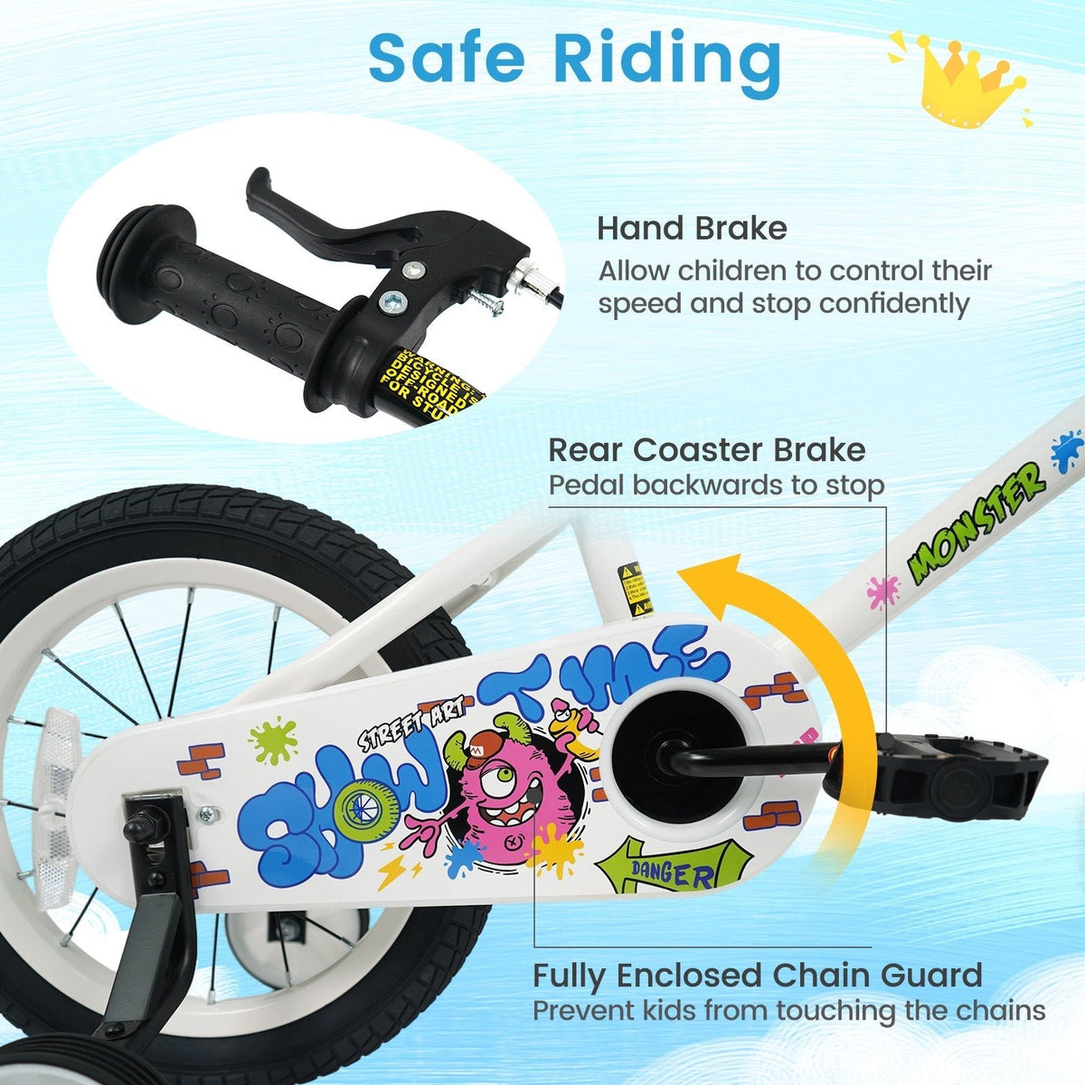 Kids Bike with Training Wheels 12-18 Inch WhiteKids BikeTorqelo.com