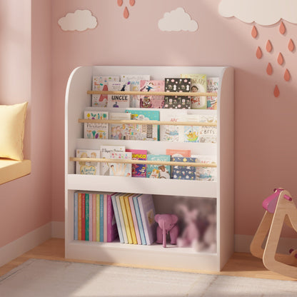 Kids Bookshelf with 3-Tier Front-Facing Display & Toy StorageKids BookshelfTorqelo.com