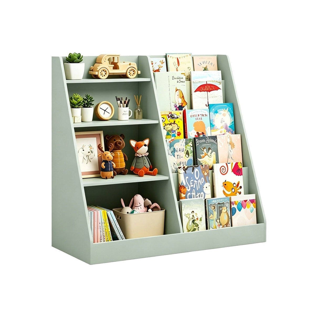Kids Bookshelf with Toy Storage Organizer, 34.65" Multi-TierBookshelfTorqelo.com