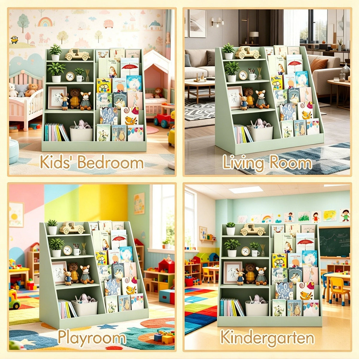 Kids Bookshelf with Toy Storage Organizer, 34.65" Multi-TierBookshelfTorqelo.com
