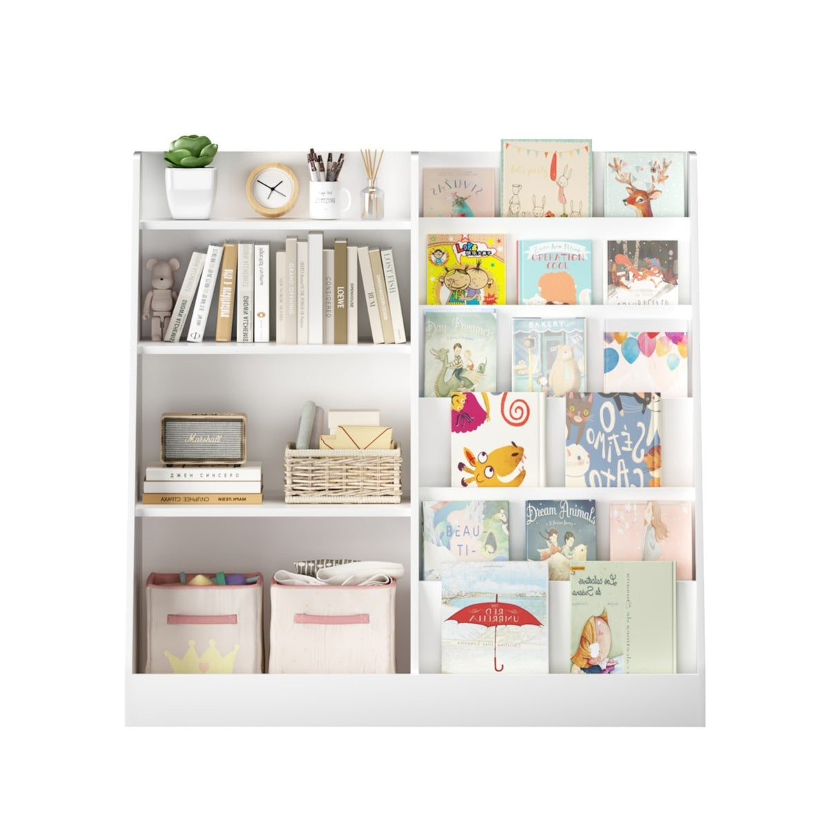 Kids Bookshelf with Toy Storage Organizer, 34.65" WoodenKids BookshelfTorqelo.com
