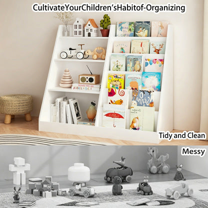 Kids Bookshelf with Toy Storage Organizer, 34.65" WoodenKids BookshelfTorqelo.com