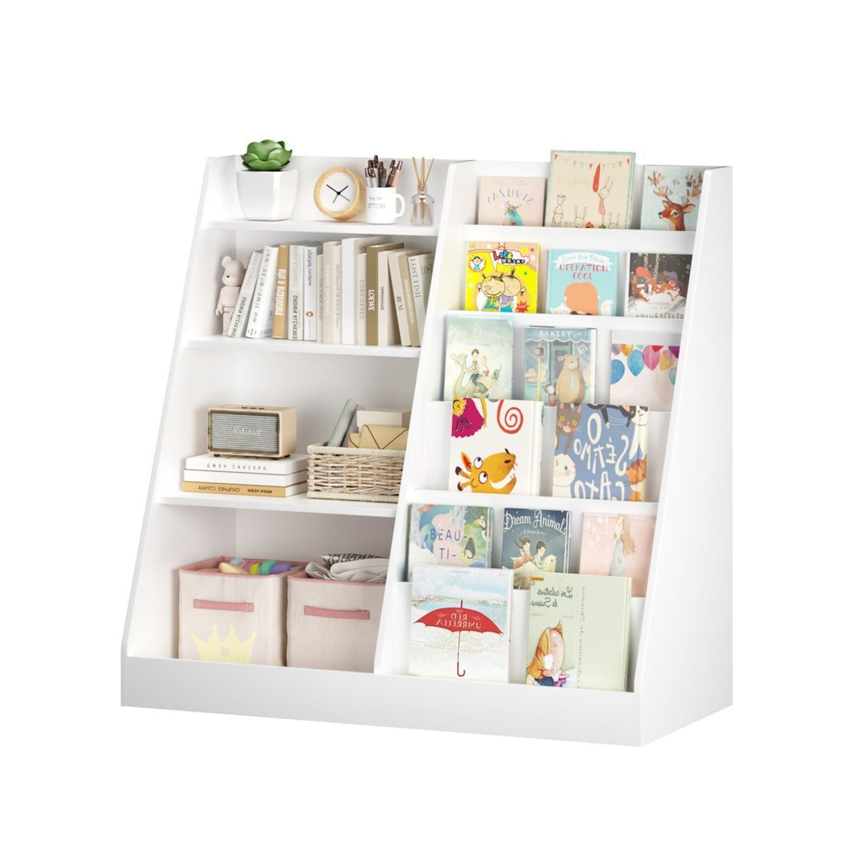 Kids Bookshelf with Toy Storage Organizer, 34.65" WoodenKids BookshelfTorqelo.com