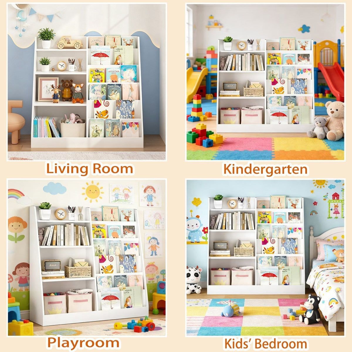 Kids Bookshelf with Toy Storage Organizer, 34.65" WoodenKids BookshelfTorqelo.com