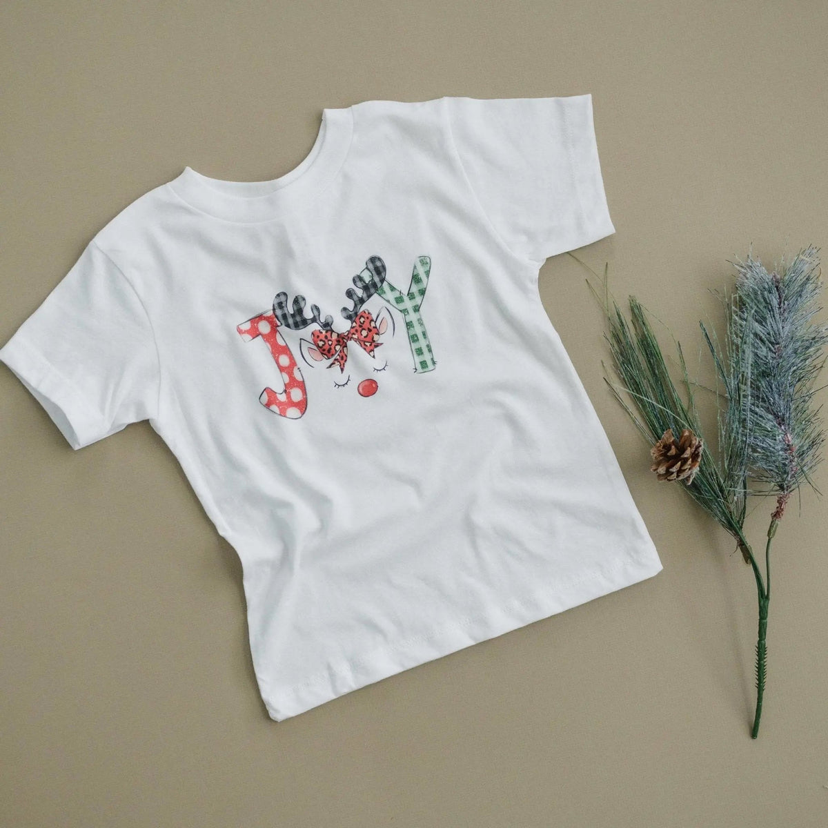 Kids Christmas Shirt – Cute Unicorn Reindeer "Joy" Tee for Girls by Joyful Moose