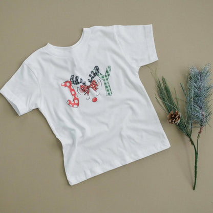 Kids Christmas Shirt – Cute Unicorn Reindeer "Joy" Tee for Girls by Joyful Moose