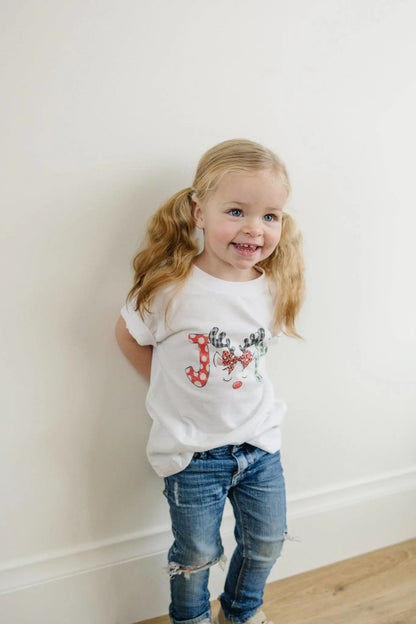 Kids Christmas Shirt – Cute Unicorn Reindeer "Joy" Tee for Girls by Joyful Moose
