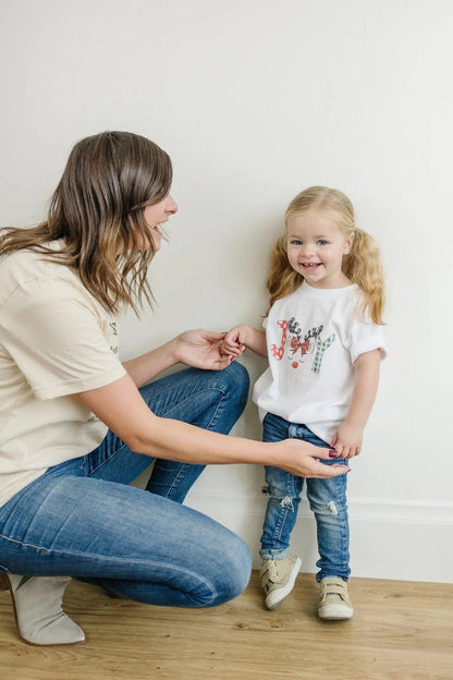 Kids Christmas Shirt – Cute Unicorn Reindeer "Joy" Tee for Girls by Joyful Moose