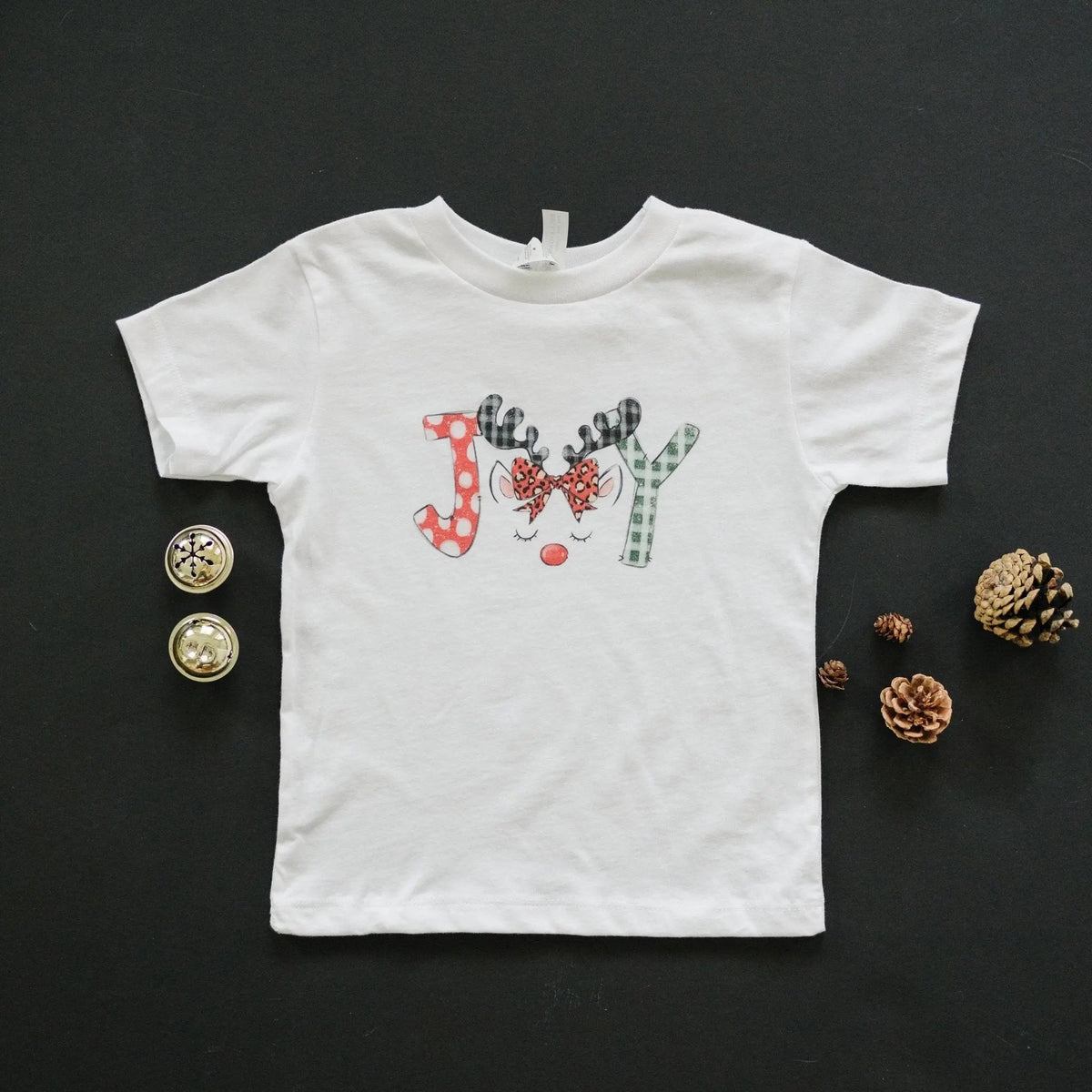 Kids Christmas Shirt – Cute Unicorn Reindeer "Joy" Tee for Girls by Joyful Moose