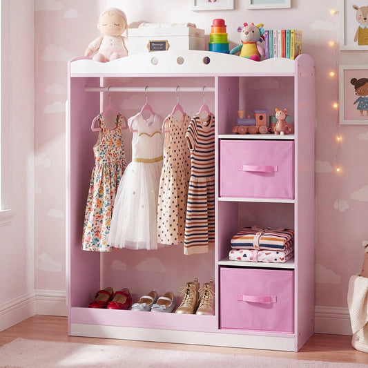 Kids Dress Up Storage with Full Length Mirror - PinkKids Storage FurnitureTorqelo.com