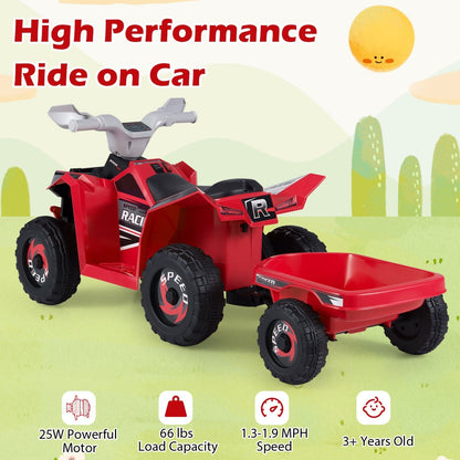 Kids Electric ATV Quad with Detachable Trailer 6VRide-On ToyTorqelo.com