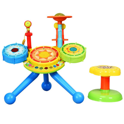 Kids Electric Jazz Drum Set with Stool Microphone and LED LightTorqelo.com