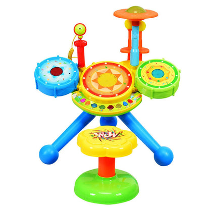 Kids Electric Jazz Drum Set with Stool Microphone and LED LightTorqelo.com