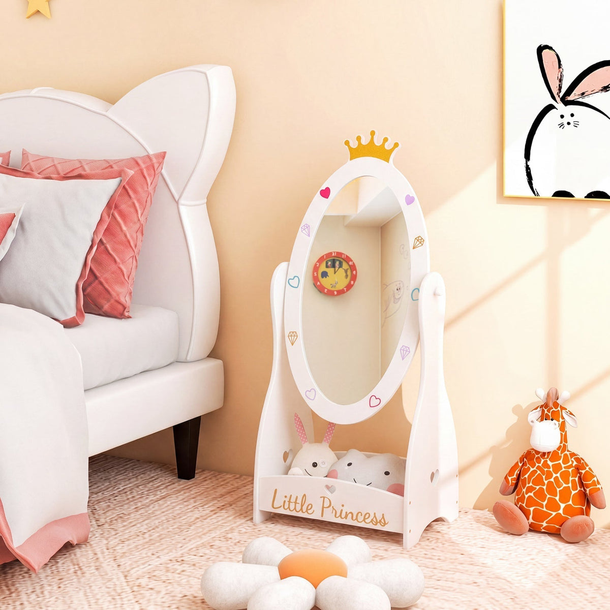 Kids Full Length Mirror with Rotatable Design and ShelfKids MirrorTorqelo.com