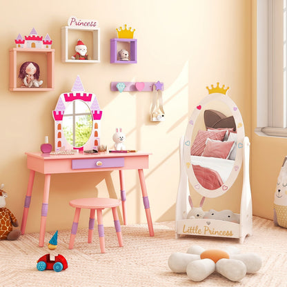 Kids Full Length Mirror with Rotatable Design and ShelfKids MirrorTorqelo.com