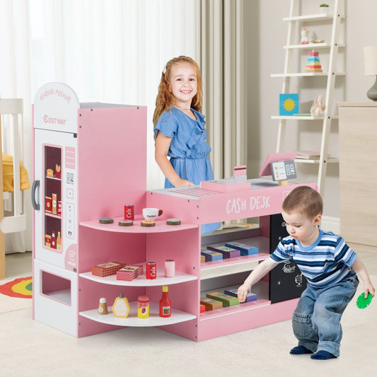 Kids Grocery Store Playset with Cash Register & POS MachinePlay Kitchen SetTorqelo.com